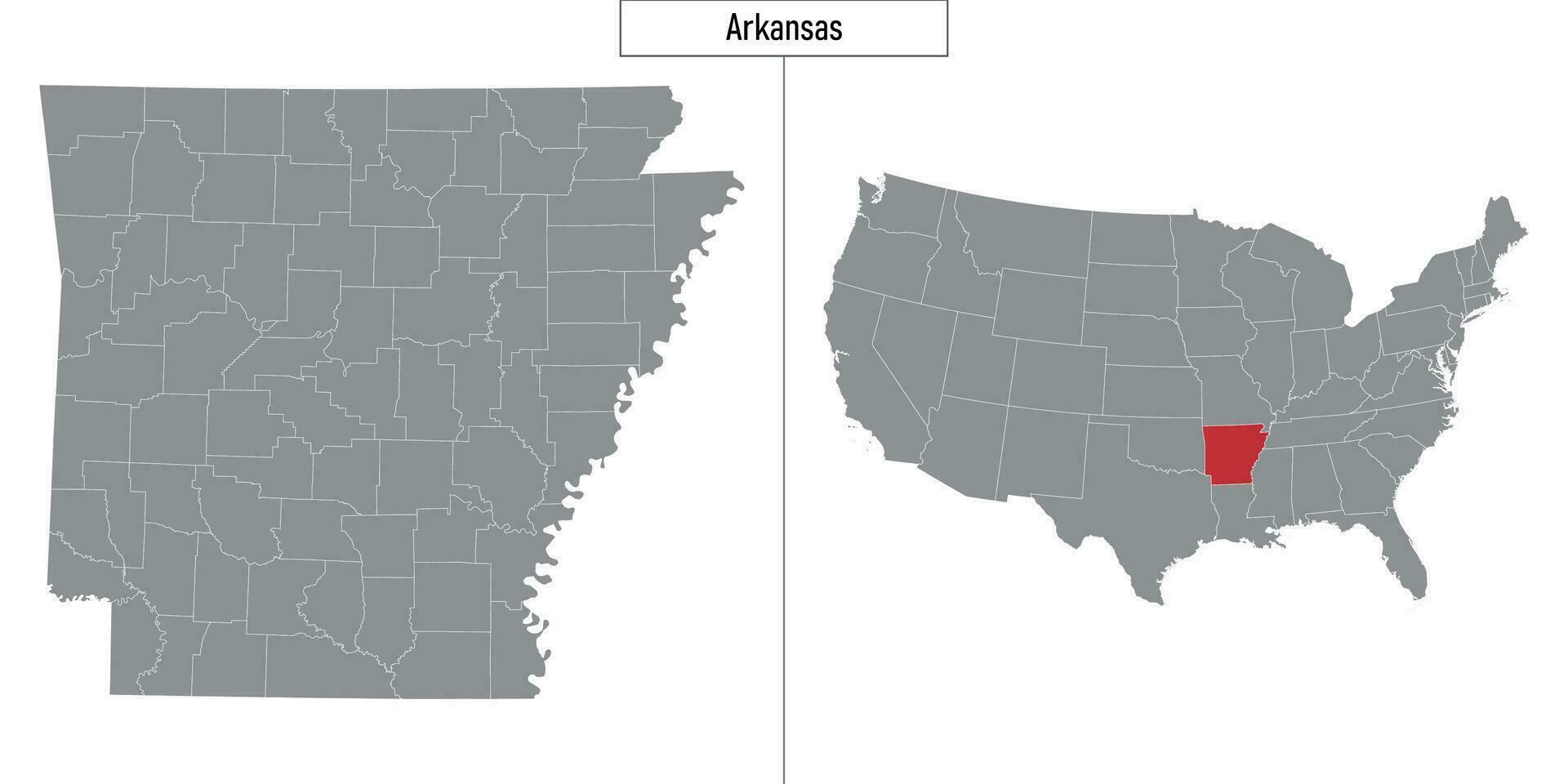 map of Arkansas state of United States and location on USA map vector