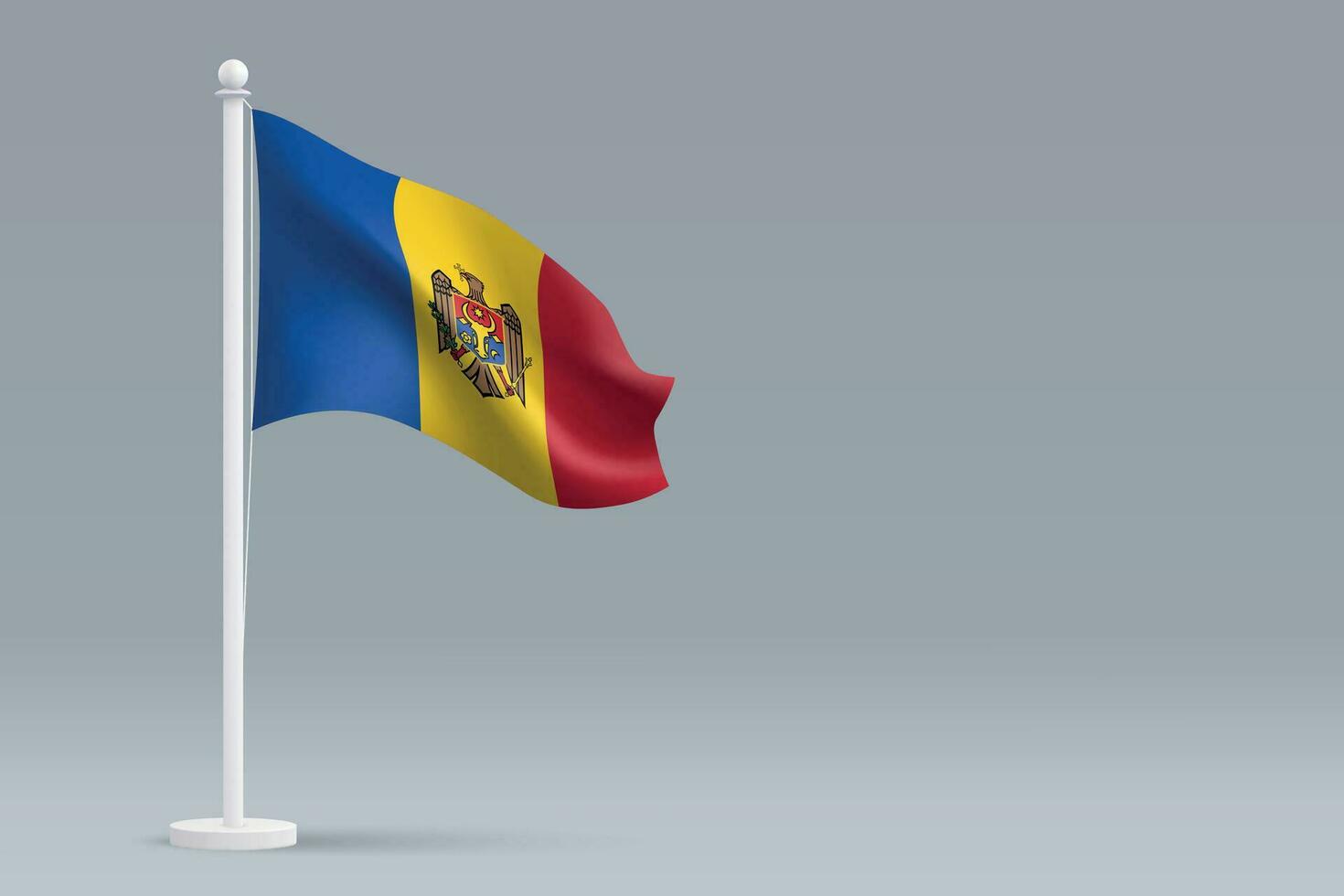 3d realistic national Moldova flag isolated on gray background vector