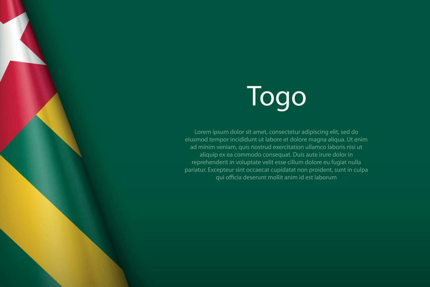 national flag Togo isolated on background with copyspace vector