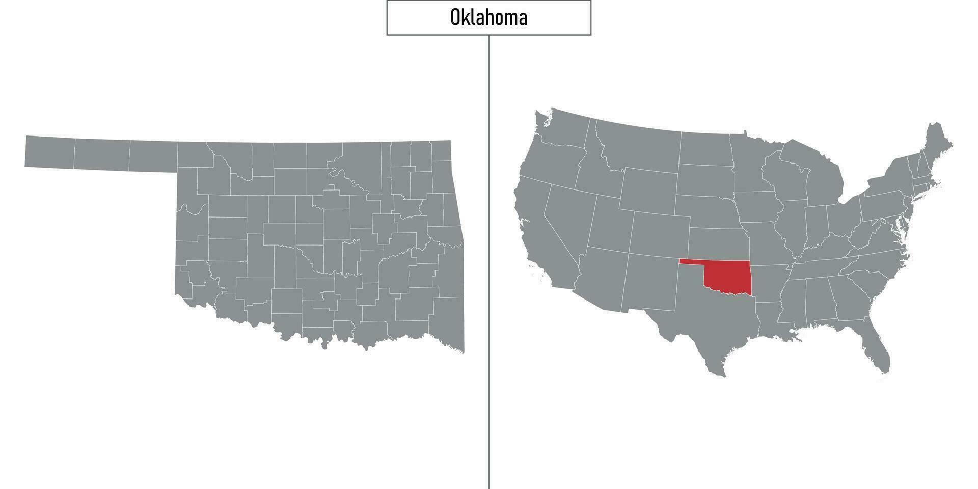 map of Oklahoma state of United States and location on USA map vector