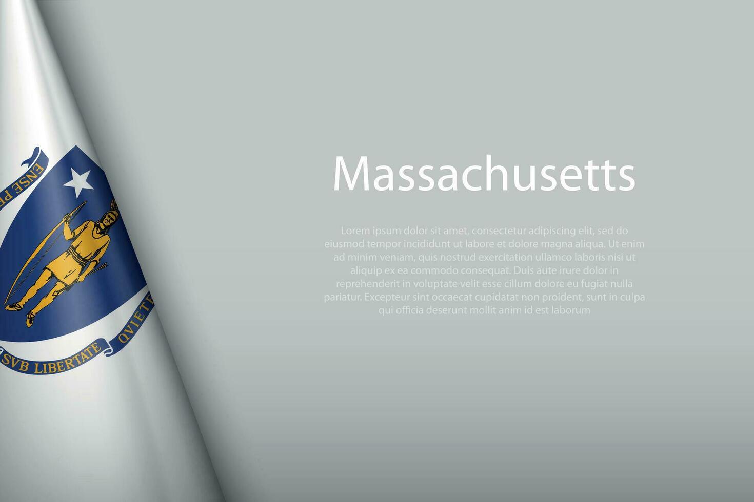 flag Massachusetts, state of United States, isolated on background with copyspace vector