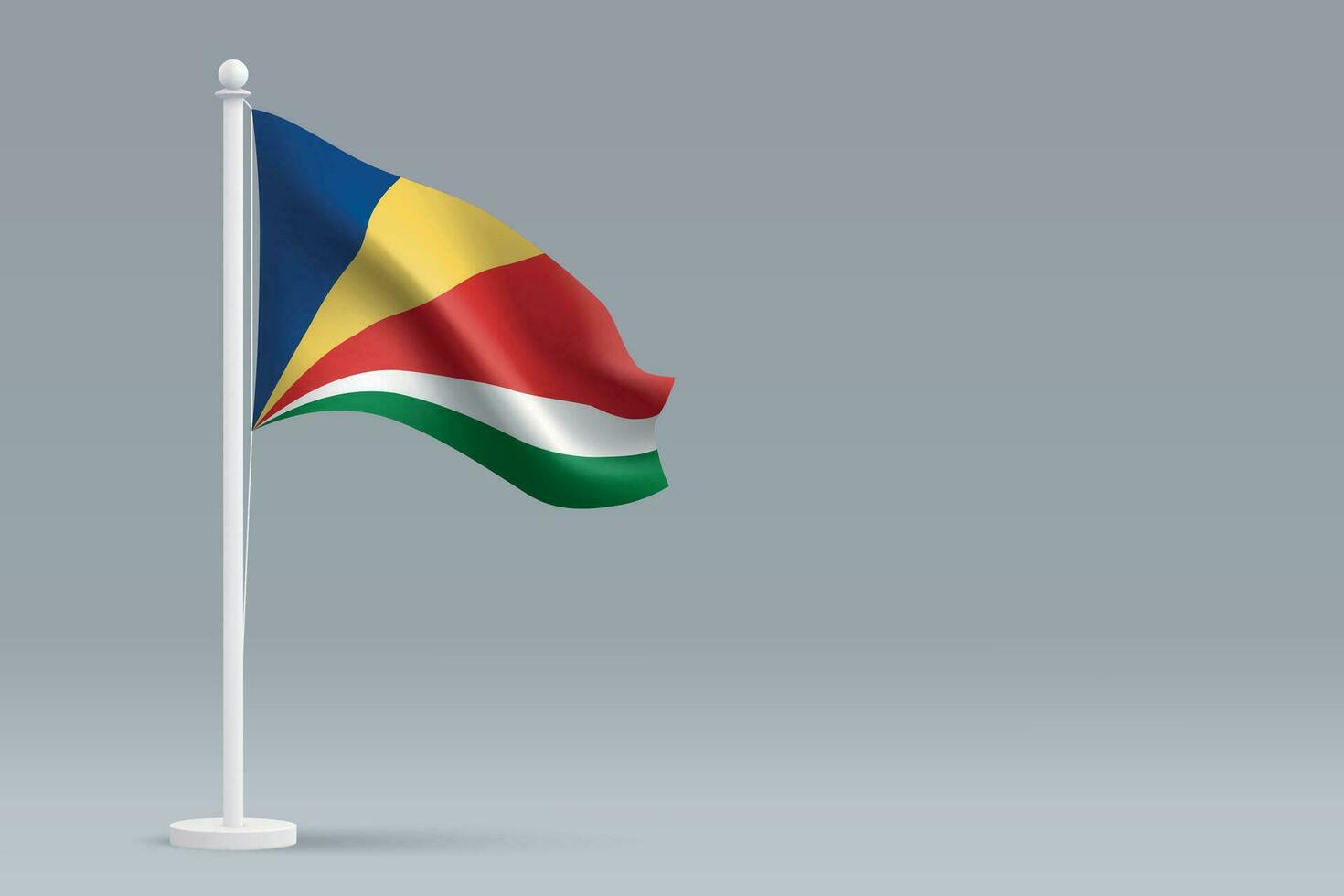 3d realistic national Seychelles flag isolated on gray background vector