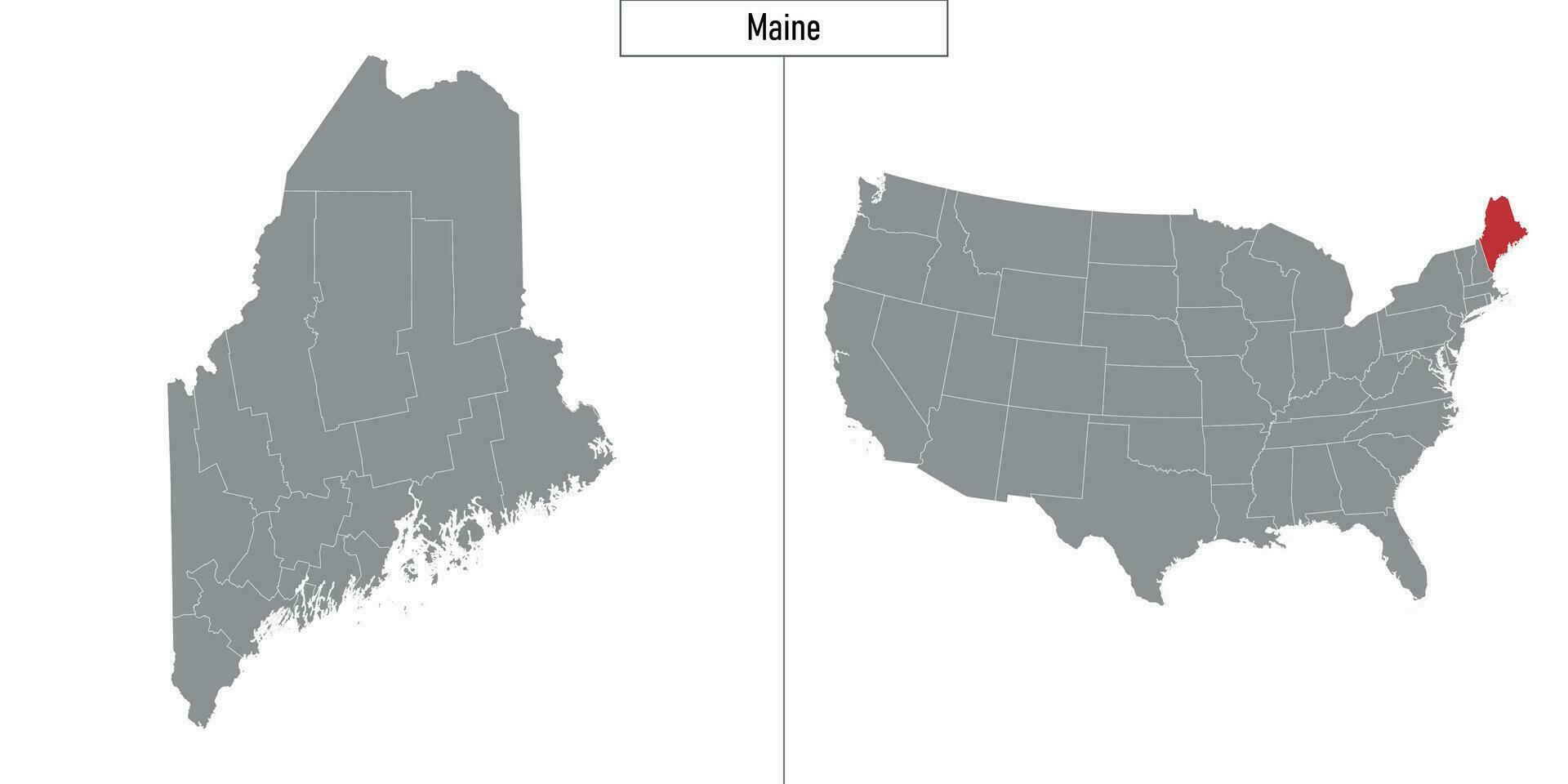 mapa de Maine estado de unido estados y ubicación en Estados Unidos mapa vector