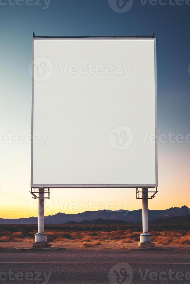 vibrante puesta de sol formando un ardiente fondo para un blanco cartelera marco, Perfecto para negrita publicidad ai generativo foto