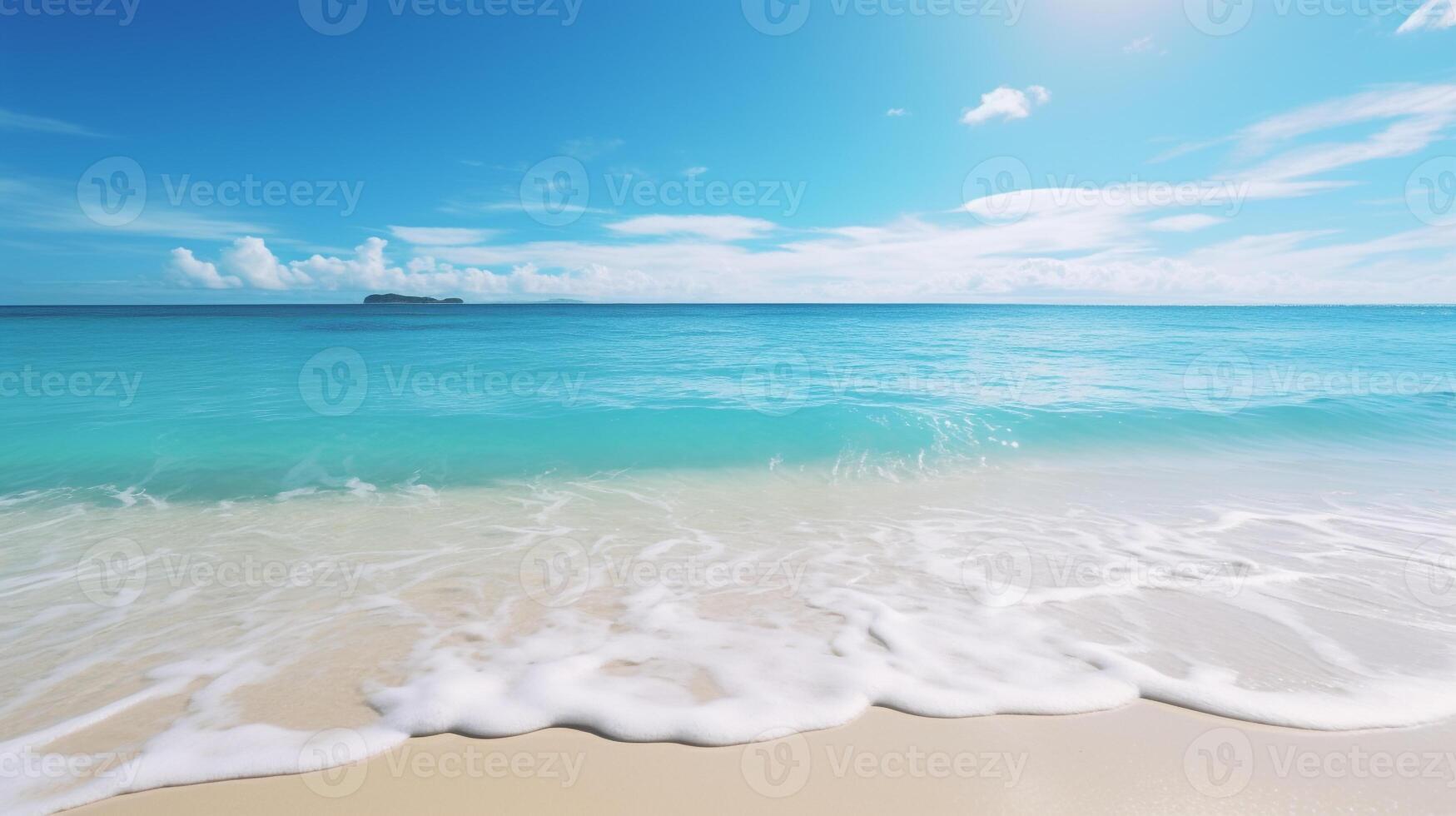 Serene beach landscape with ample space in sky and waters AI Generative photo