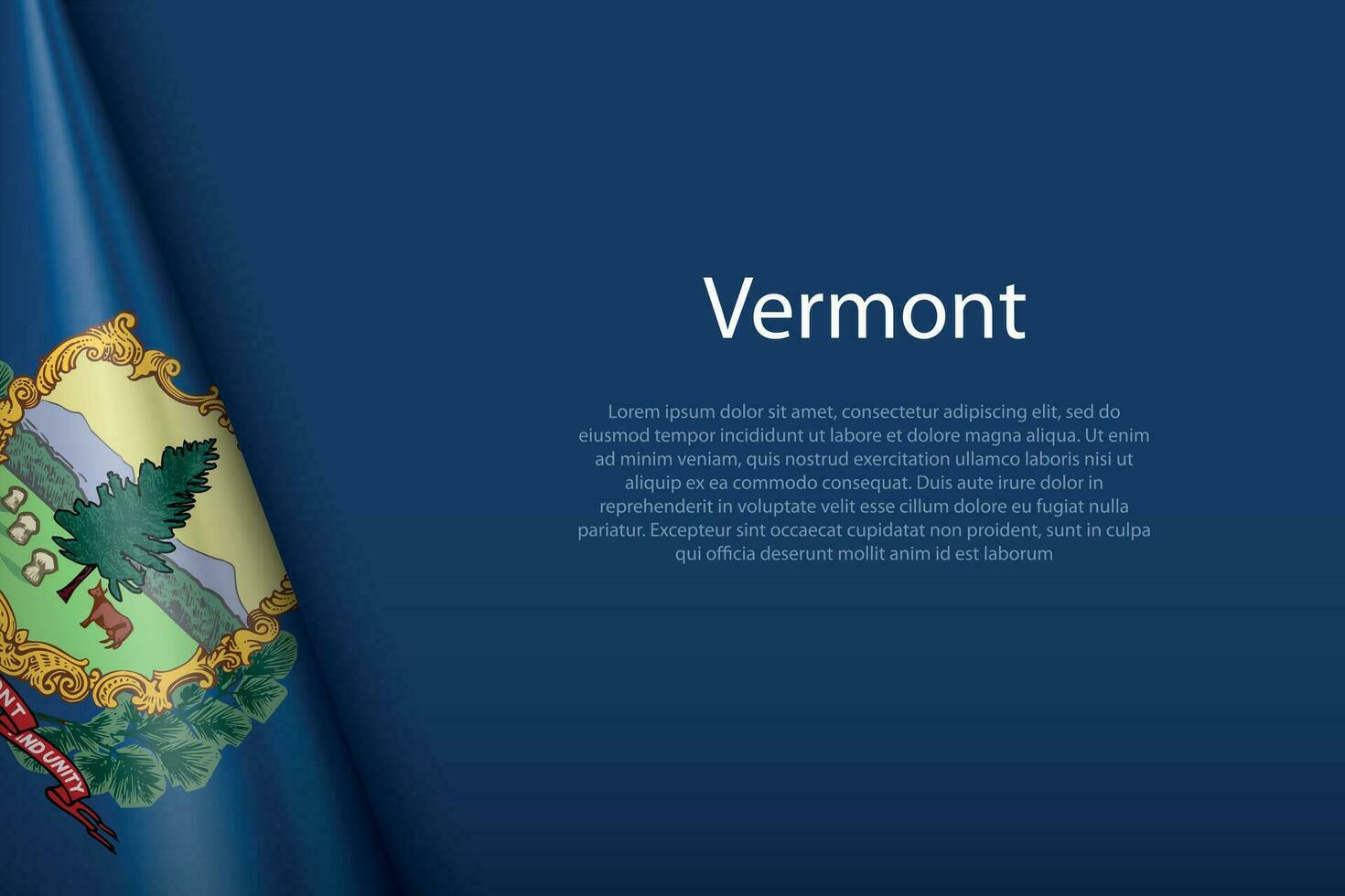flag Vermont, state of United States, isolated on background with copyspace vector