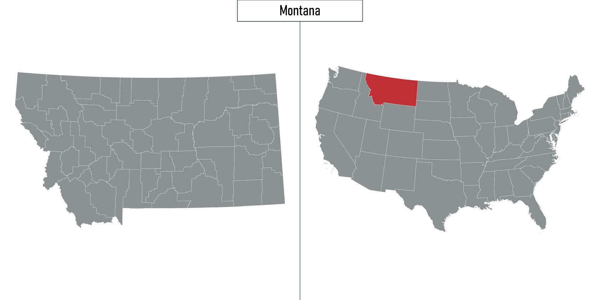 map of Montana state of United States and location on USA map vector