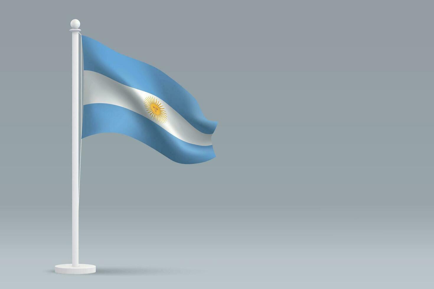3d realistic national Argentina flag isolated on gray background vector