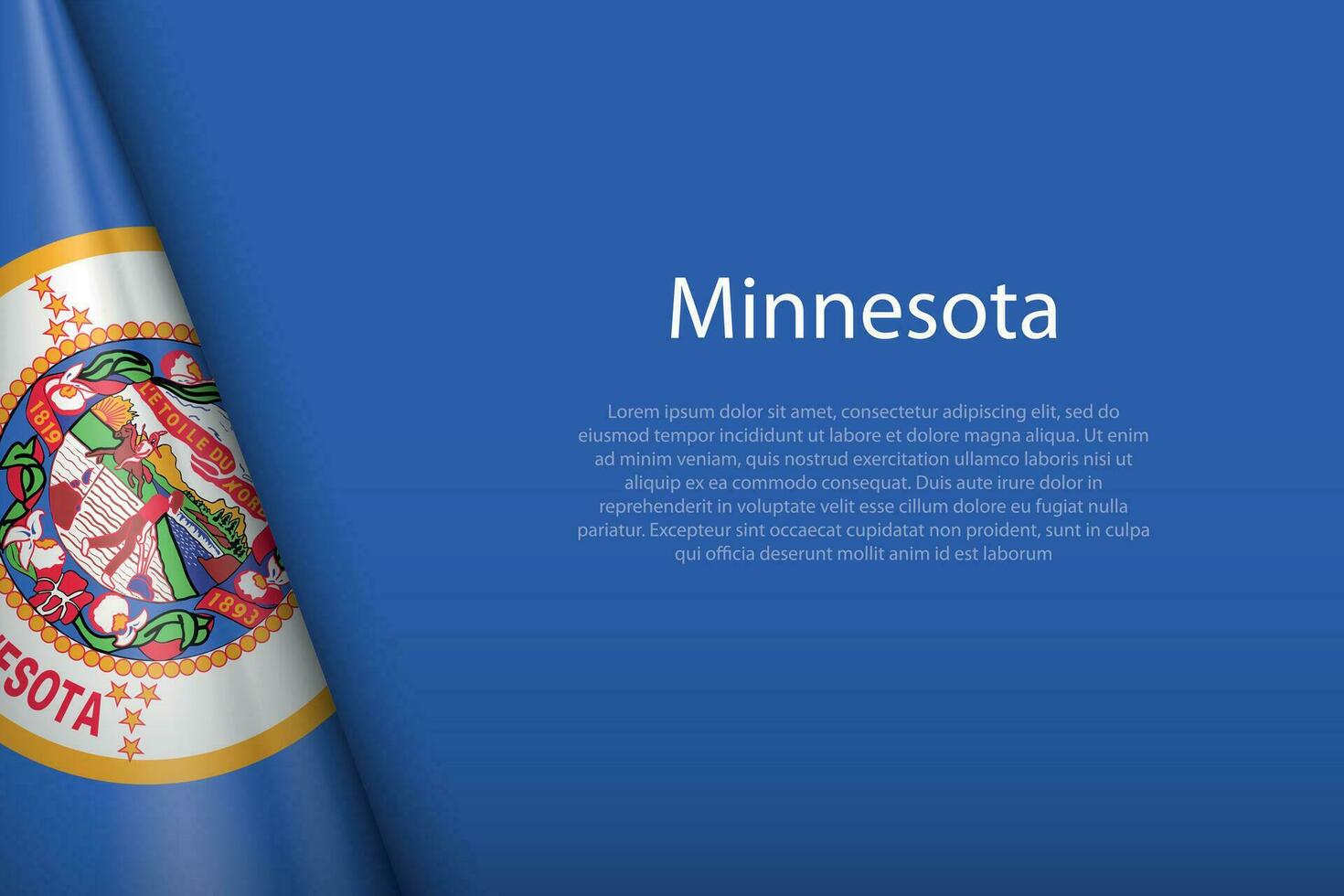 flag Minnesota, state of United States, isolated on background with copyspace vector