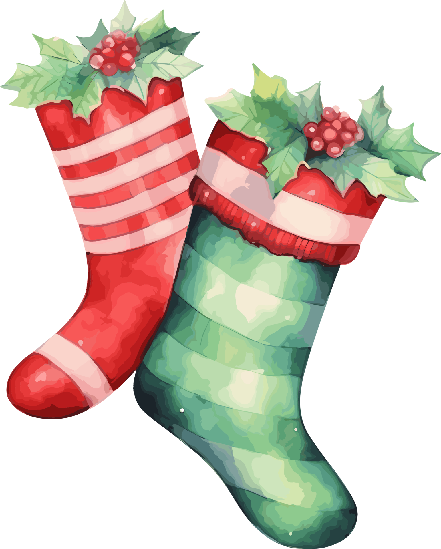 Watercolor Socks, Merry Christmas Clipart Illustration, Created With ...