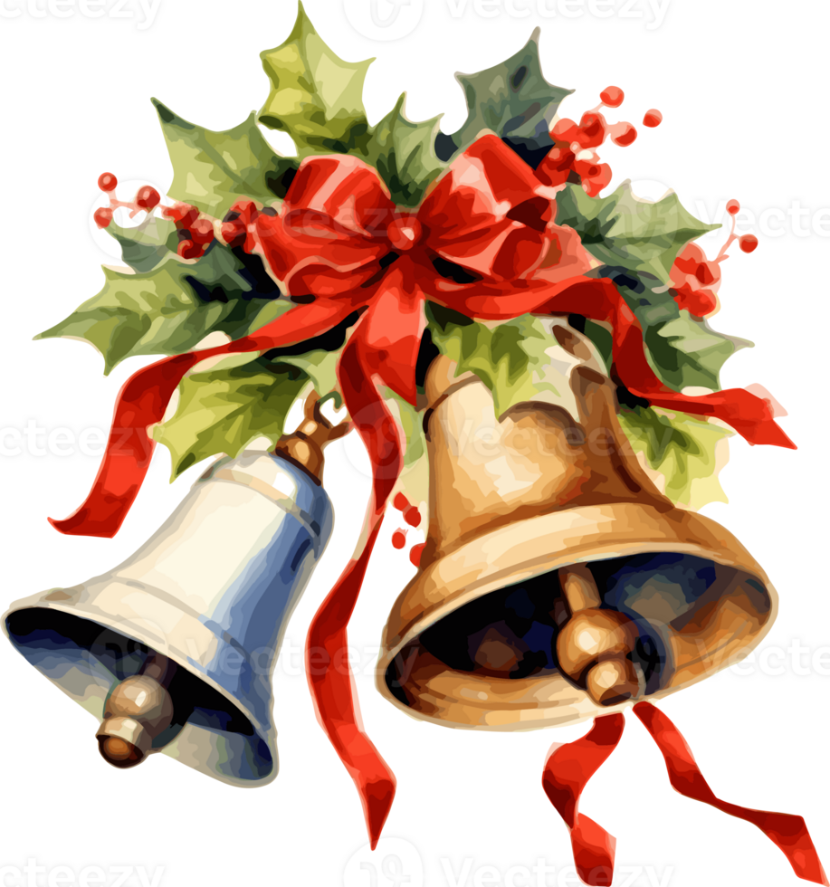 acuarela campana, alegre Navidad clipart ilustración, creado con generativo ai tecnología png