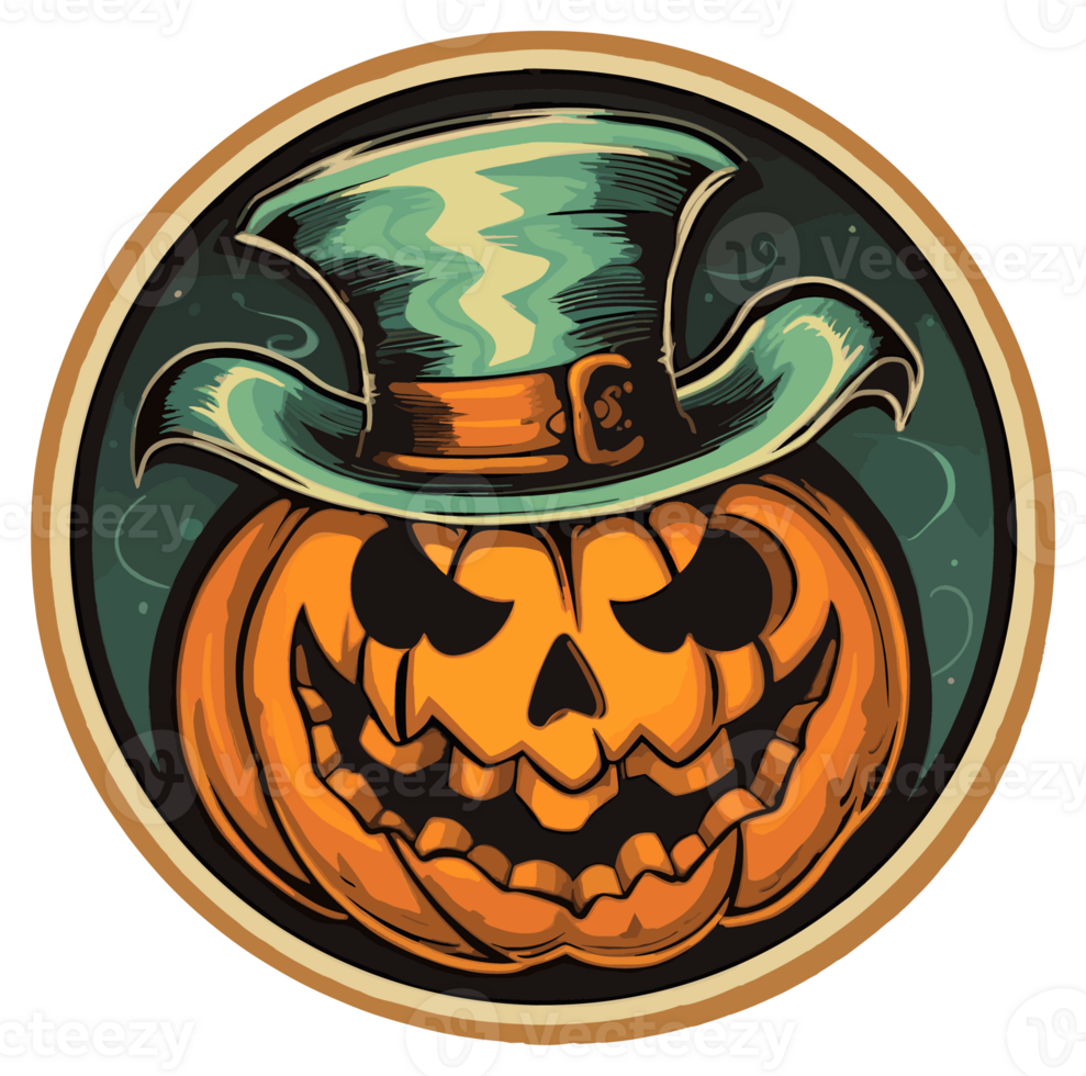 Retro Halloween Sticker, Round Horror Illustration for Halloween, Created With Generative AI Technology png