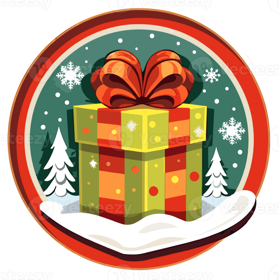 Round Christmas Sticker, Illustration for Christmas, Created With Generative AI Technology png