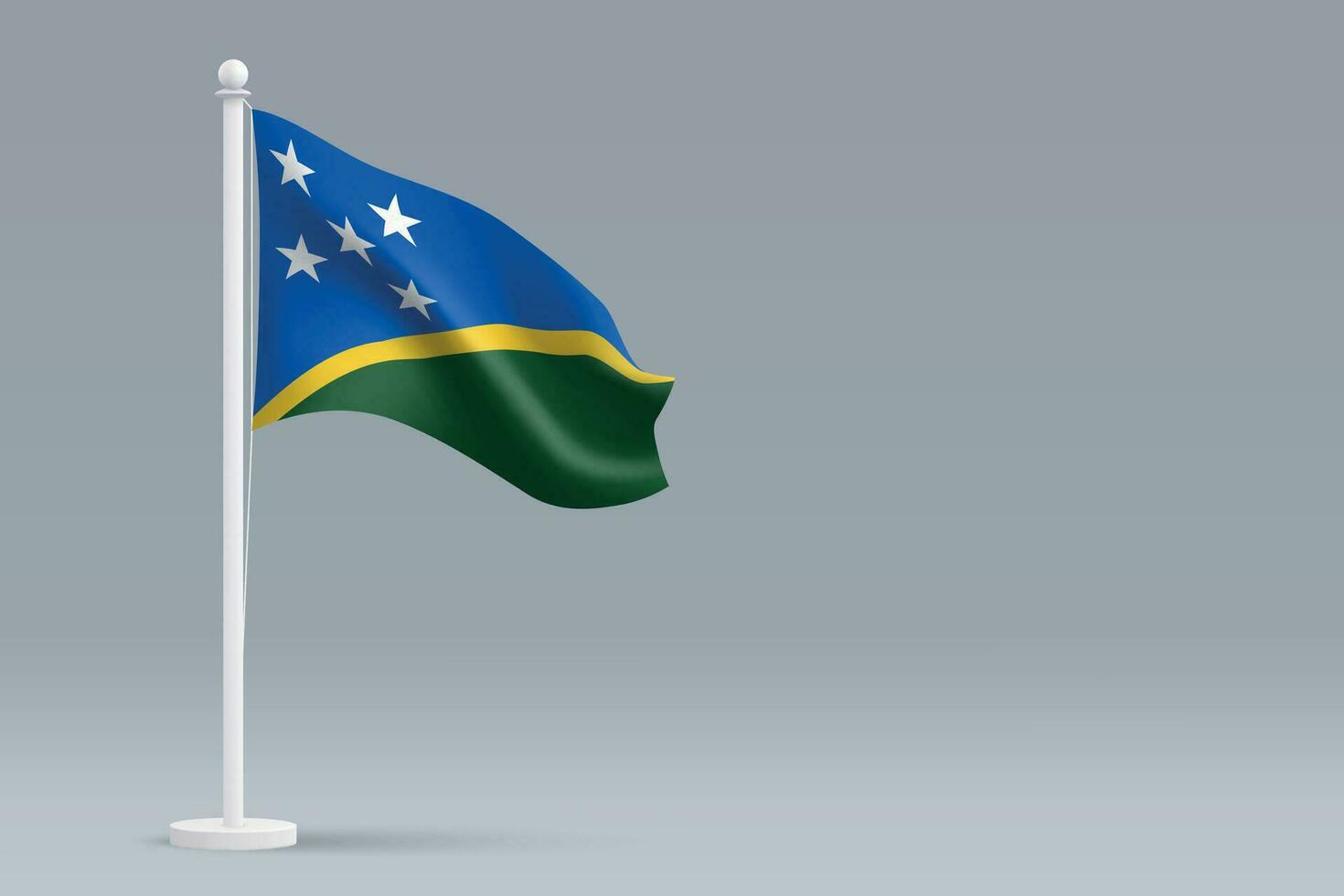 3d realistic national Solomon Islands flag isolated on gray background vector