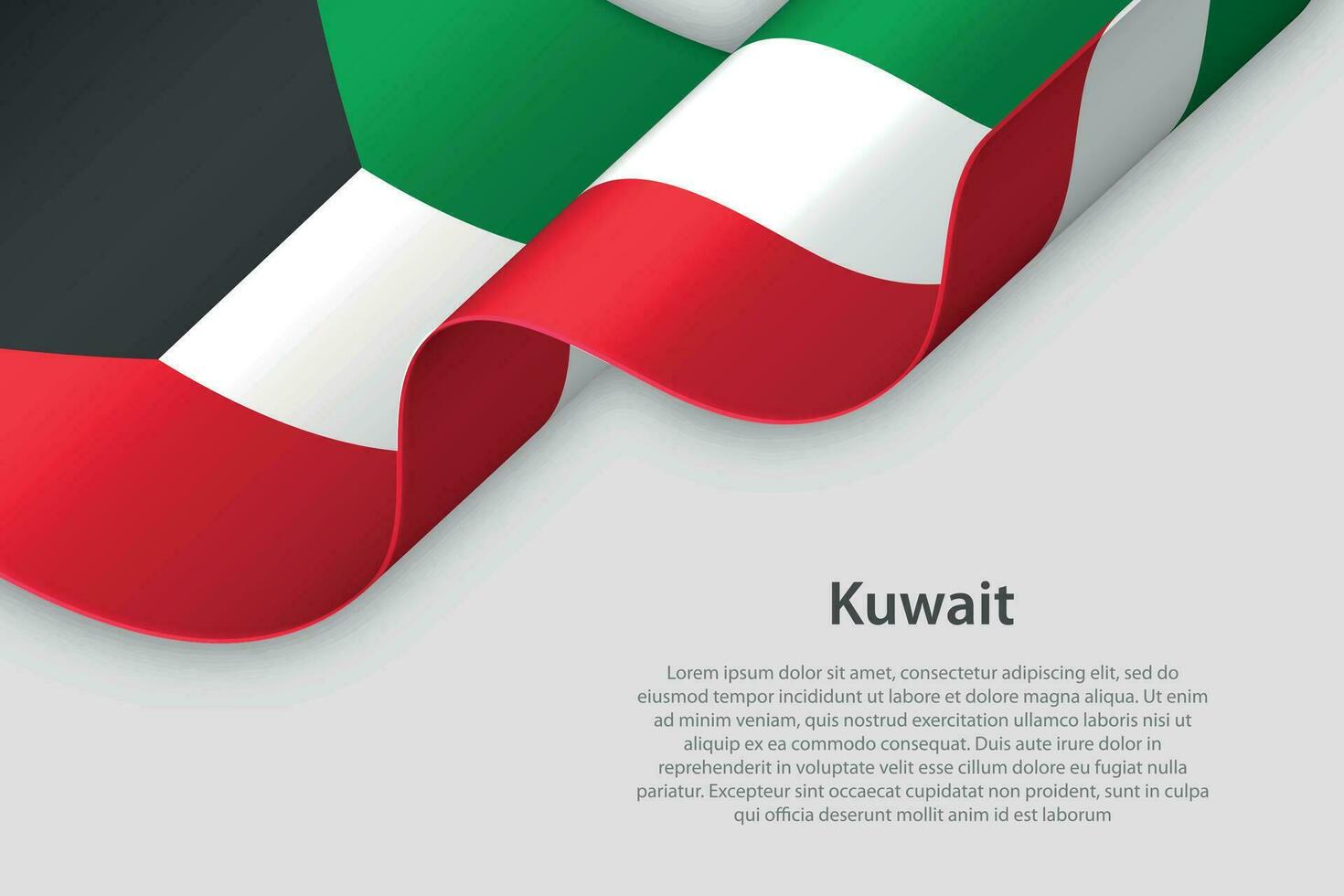 3d ribbon with national flag Kuwait isolated on white background vector