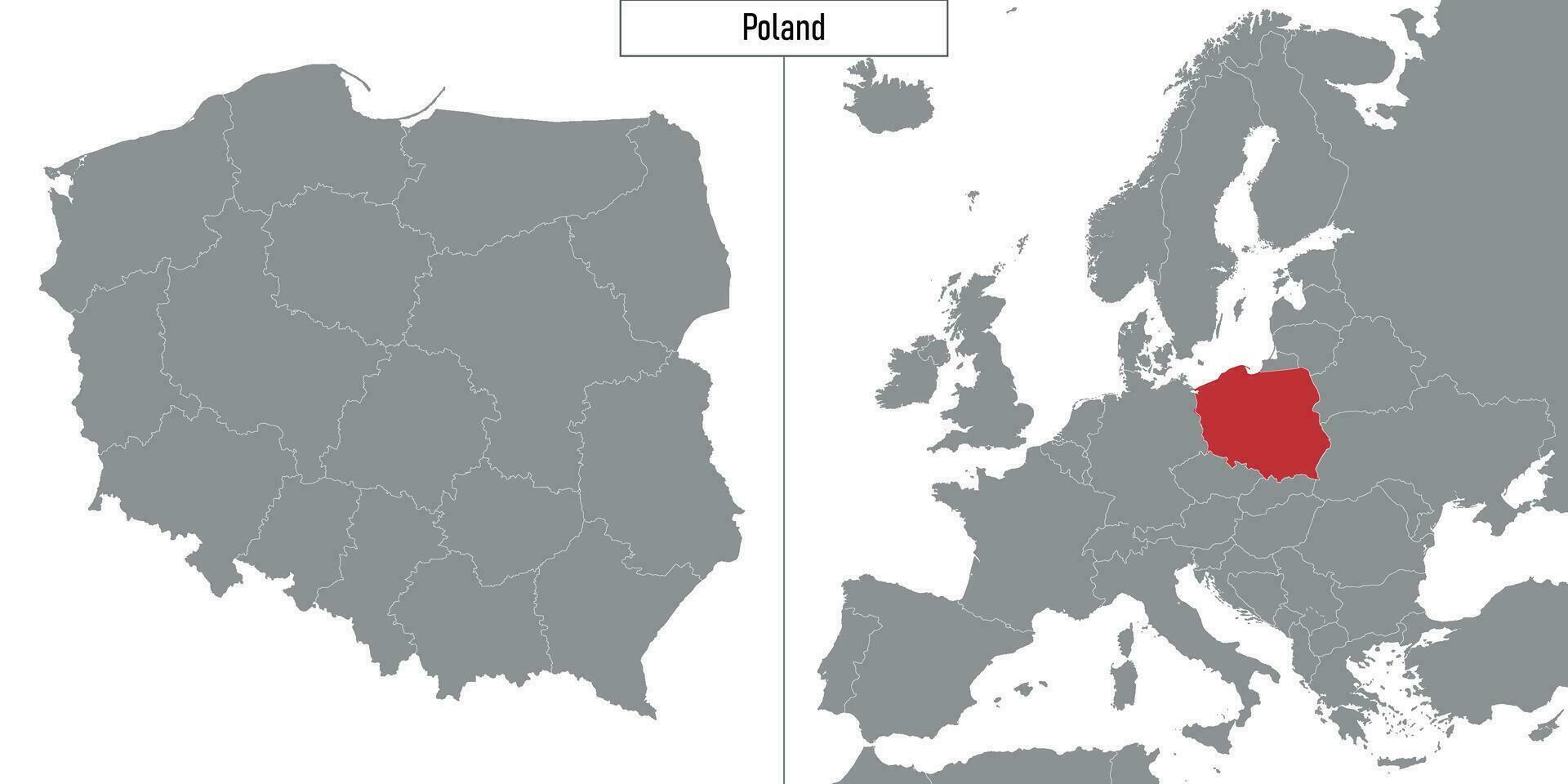 map of Poland and location on Europe map vector