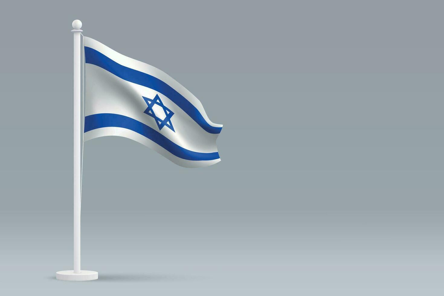 3d realistic national Israel flag isolated on gray background vector