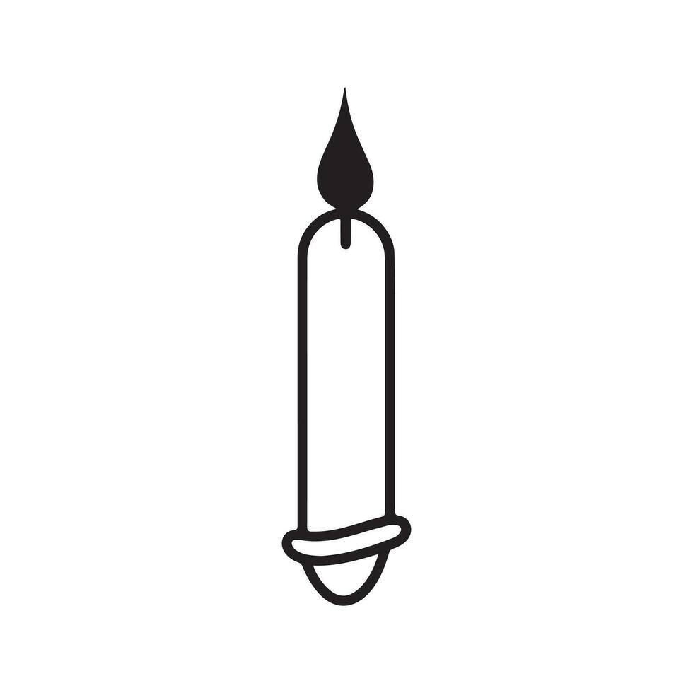 Black and White Candle Vector Illustration