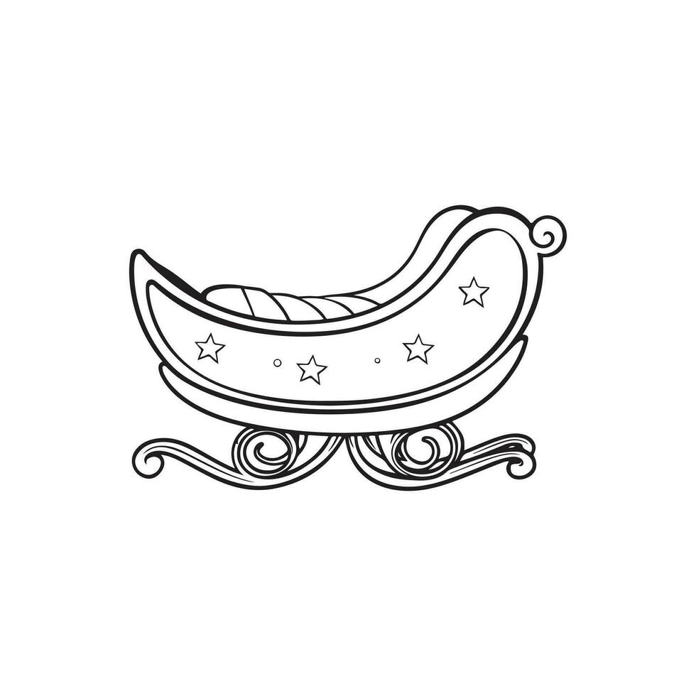 Black and White Sleigh Vector