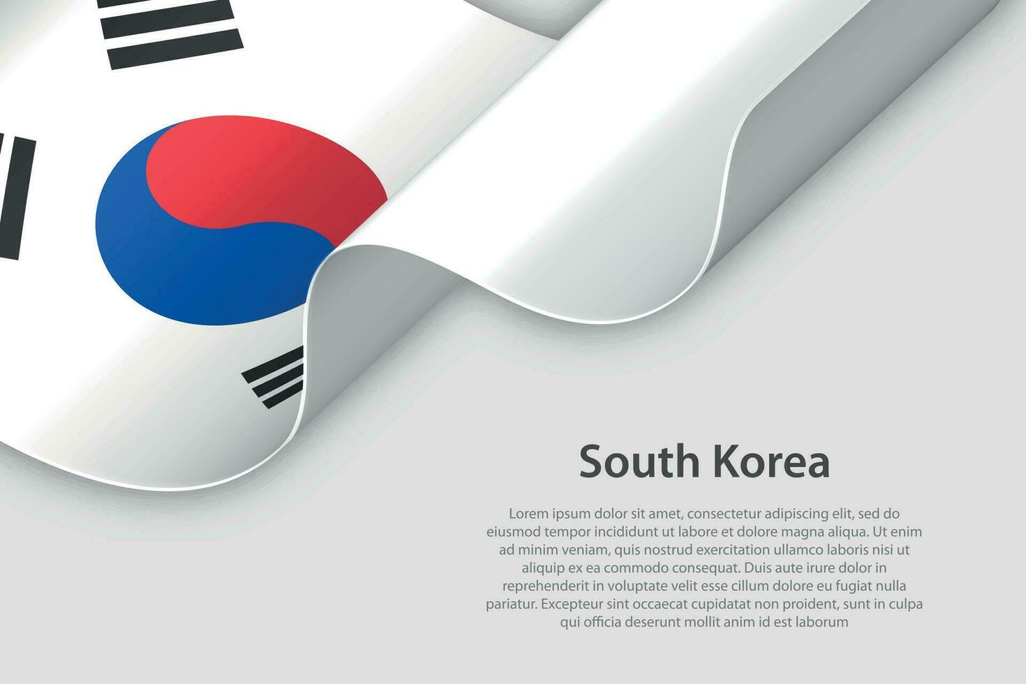 3d ribbon with national flag South Korea isolated on white background vector