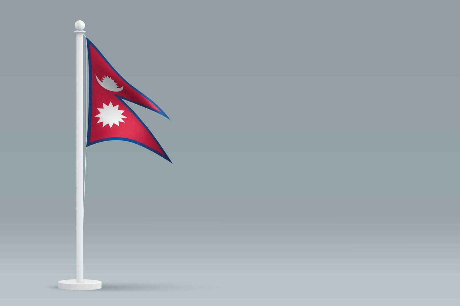 3d realistic national Nepal flag isolated on gray background vector