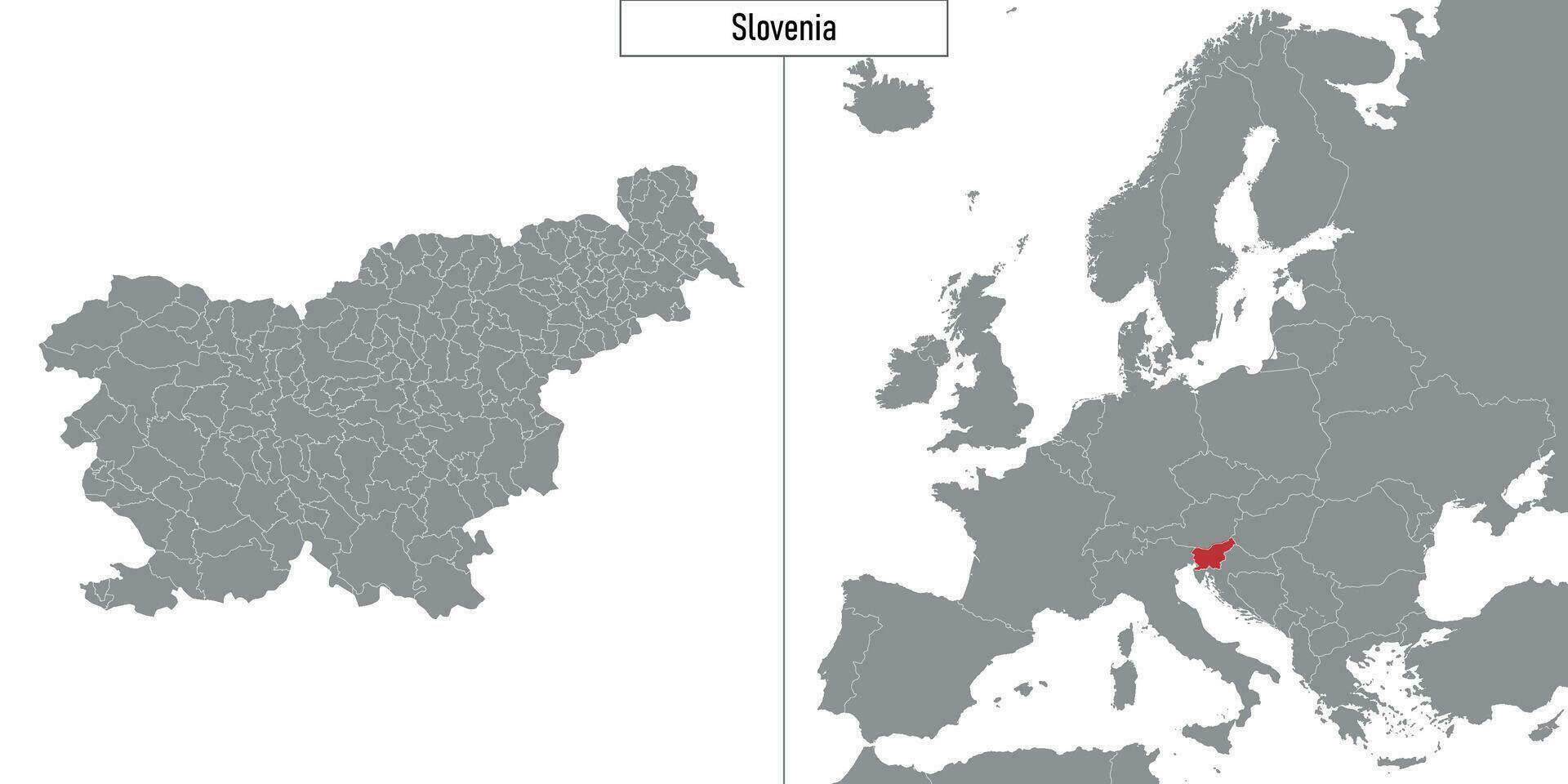 map of Slovenia and location on Europe map vector