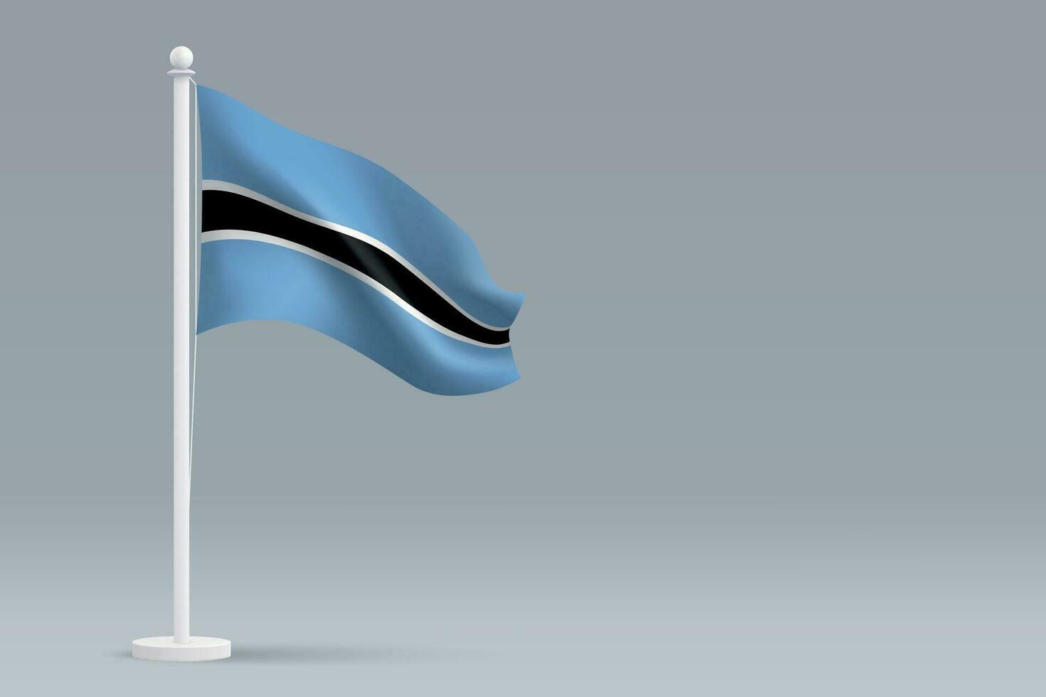 3d realistic national Botswana flag isolated on gray background vector