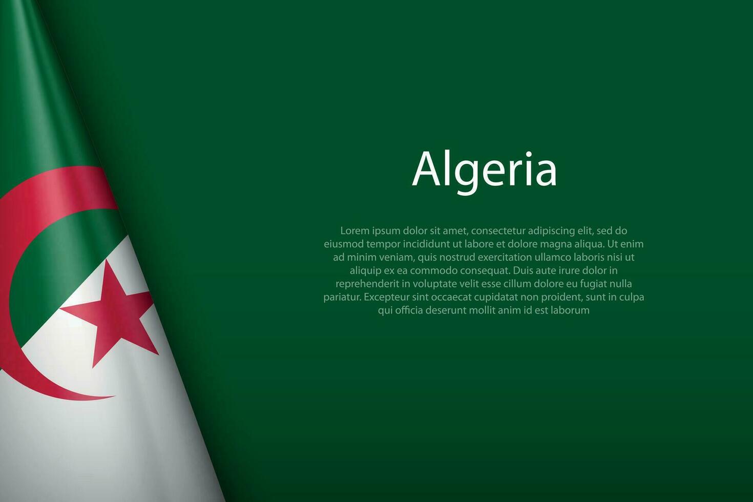 national flag Algeria isolated on background with copyspace vector