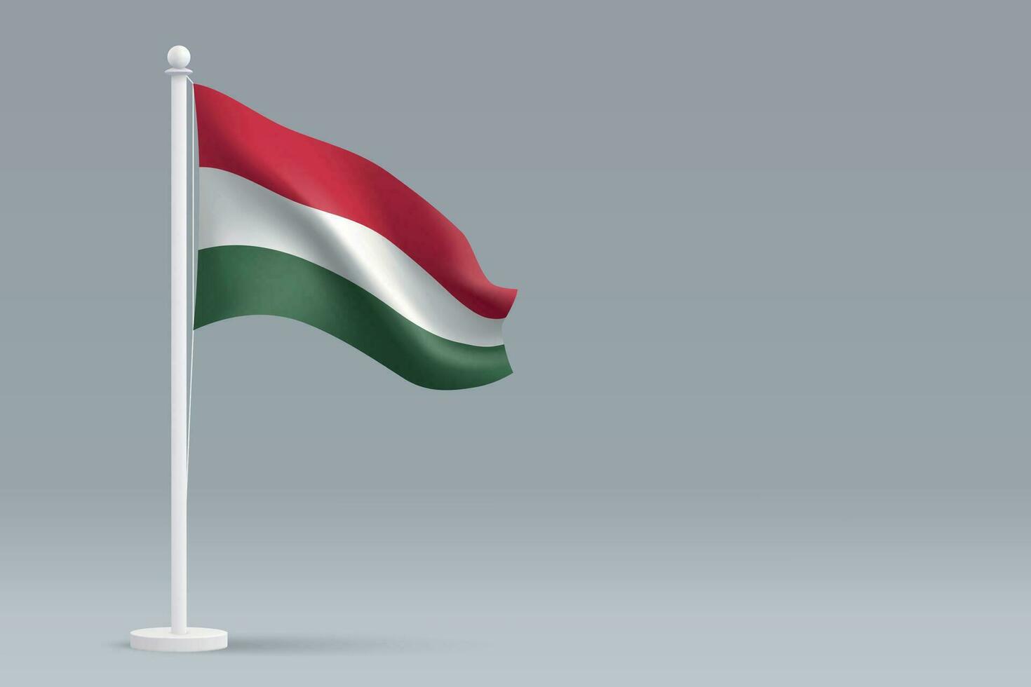 3d realistic national Hungary flag isolated on gray background vector
