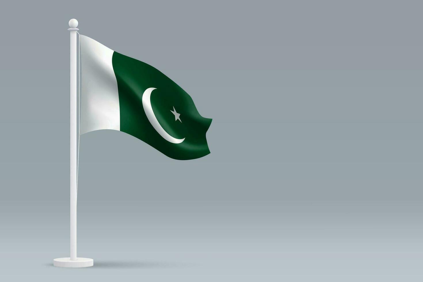 3d realistic national Pakistan flag isolated on gray background vector