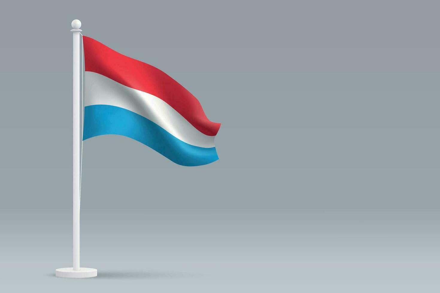 3d realistic national Luxembourg flag isolated on gray background vector