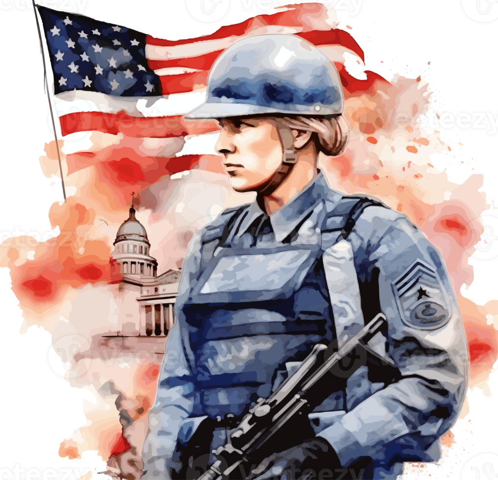 Watercolor Veterans Day Clipart Illustration, Created With Generative AI Technology png