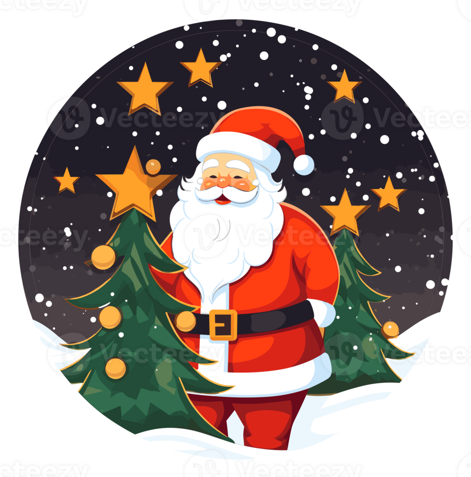 Round Christmas Sticker, Illustration for Christmas, Created With Generative AI Technology png