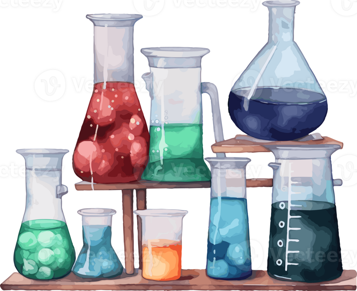 Watercolor Science lab elements, Back To School Clipart Illustration, Created With Generative AI Technology png