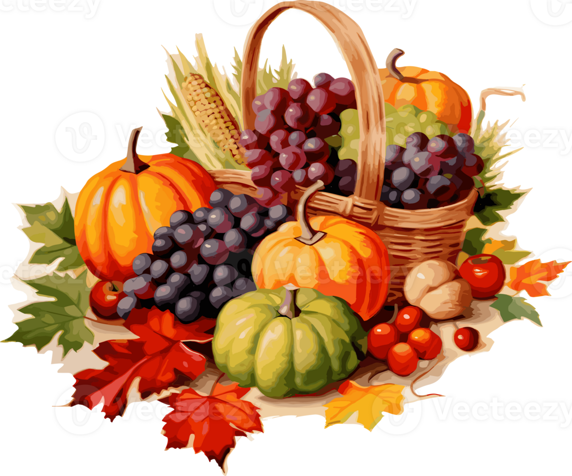 Watercolor Fruits, Thanksgiving Day Clipart Illustration, Created With Generative AI Technology png
