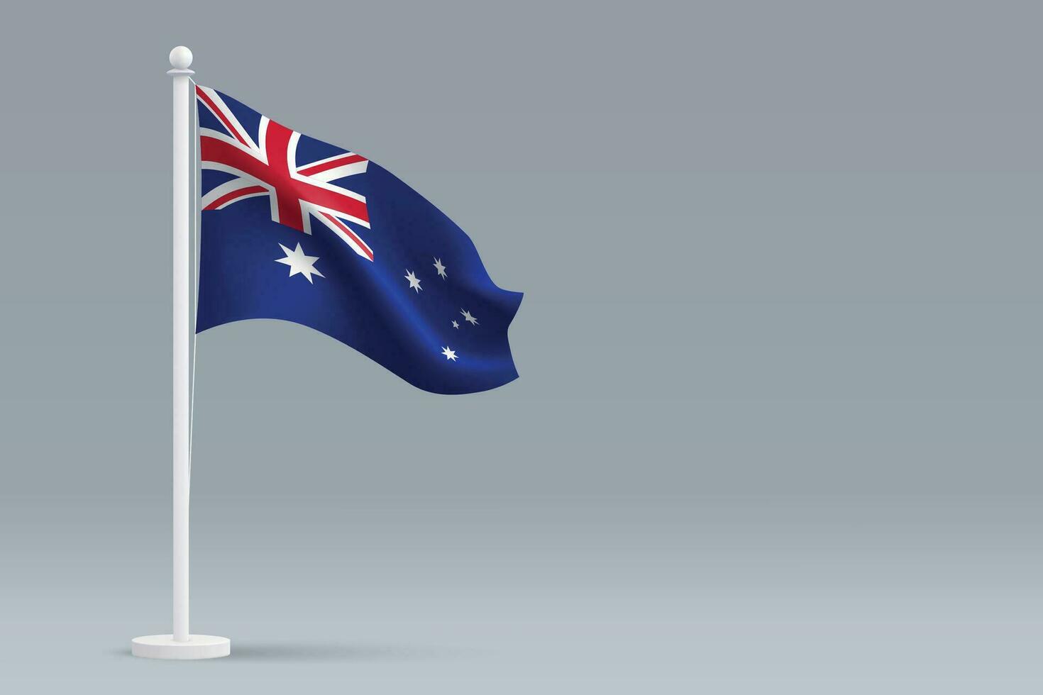 3d realistic national Australia flag isolated on gray background vector