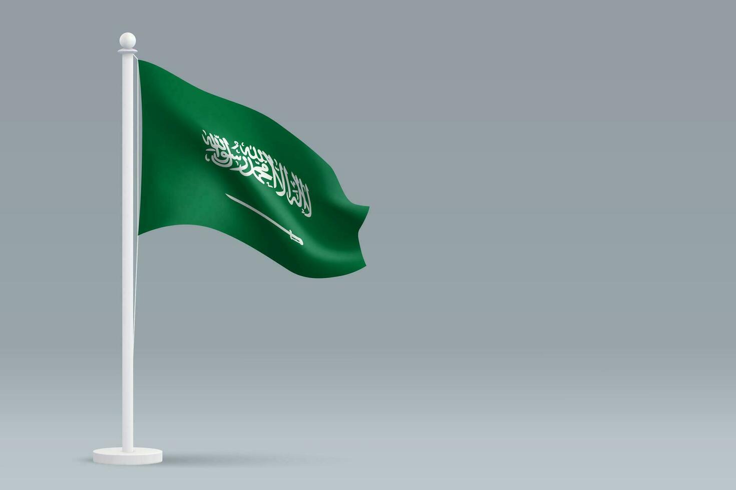3d realistic national Saudi Arabia flag isolated on gray background vector