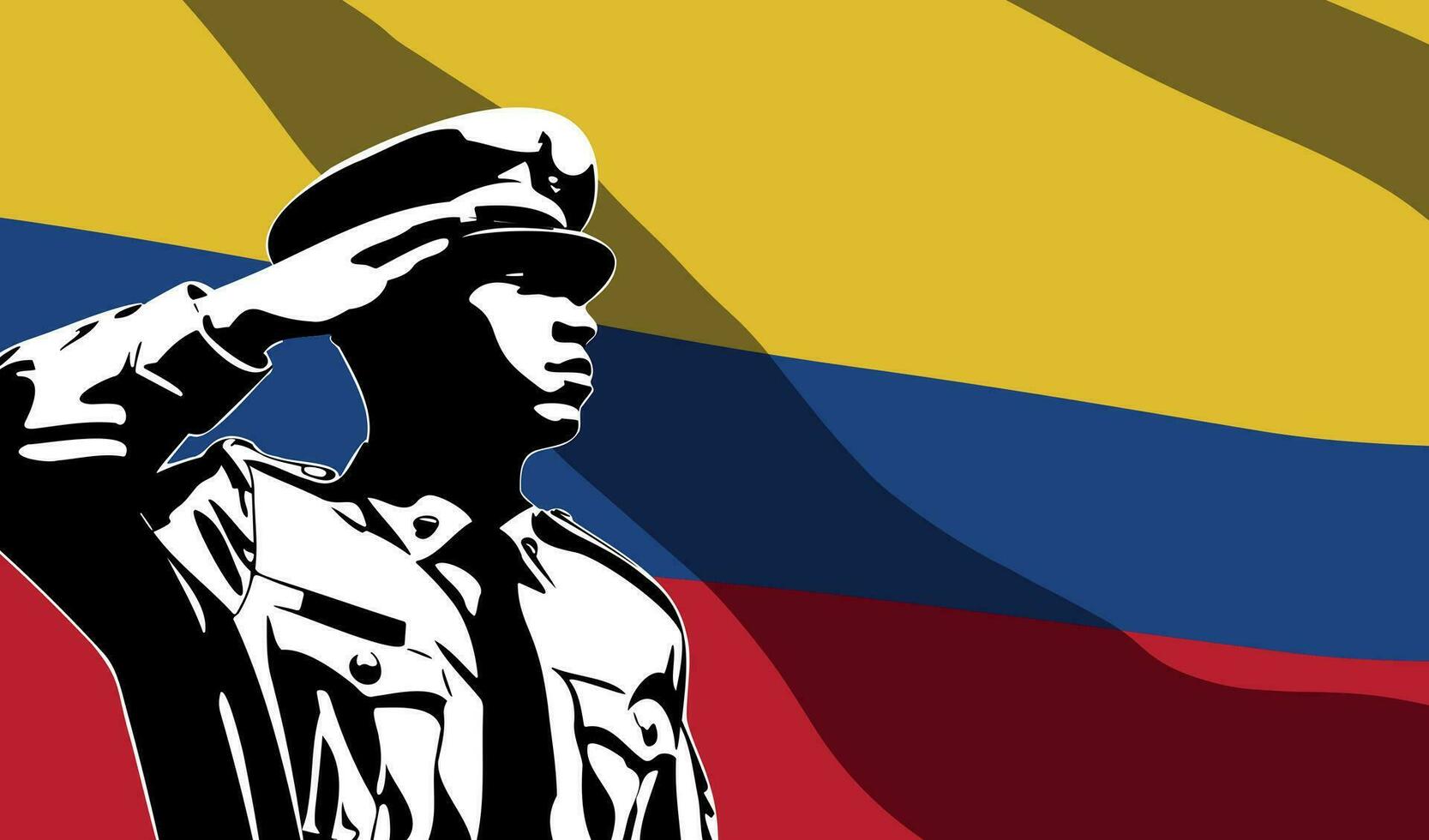 silueta de soldado con Colombia bandera en antecedentes vector