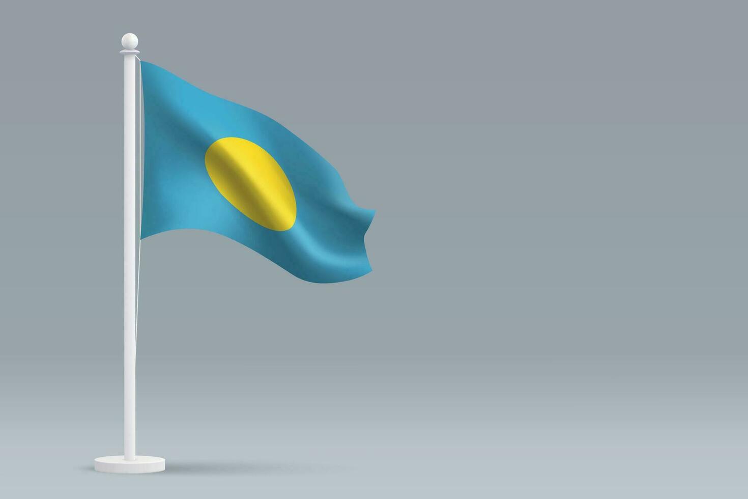 3d realistic national Palau flag isolated on gray background vector