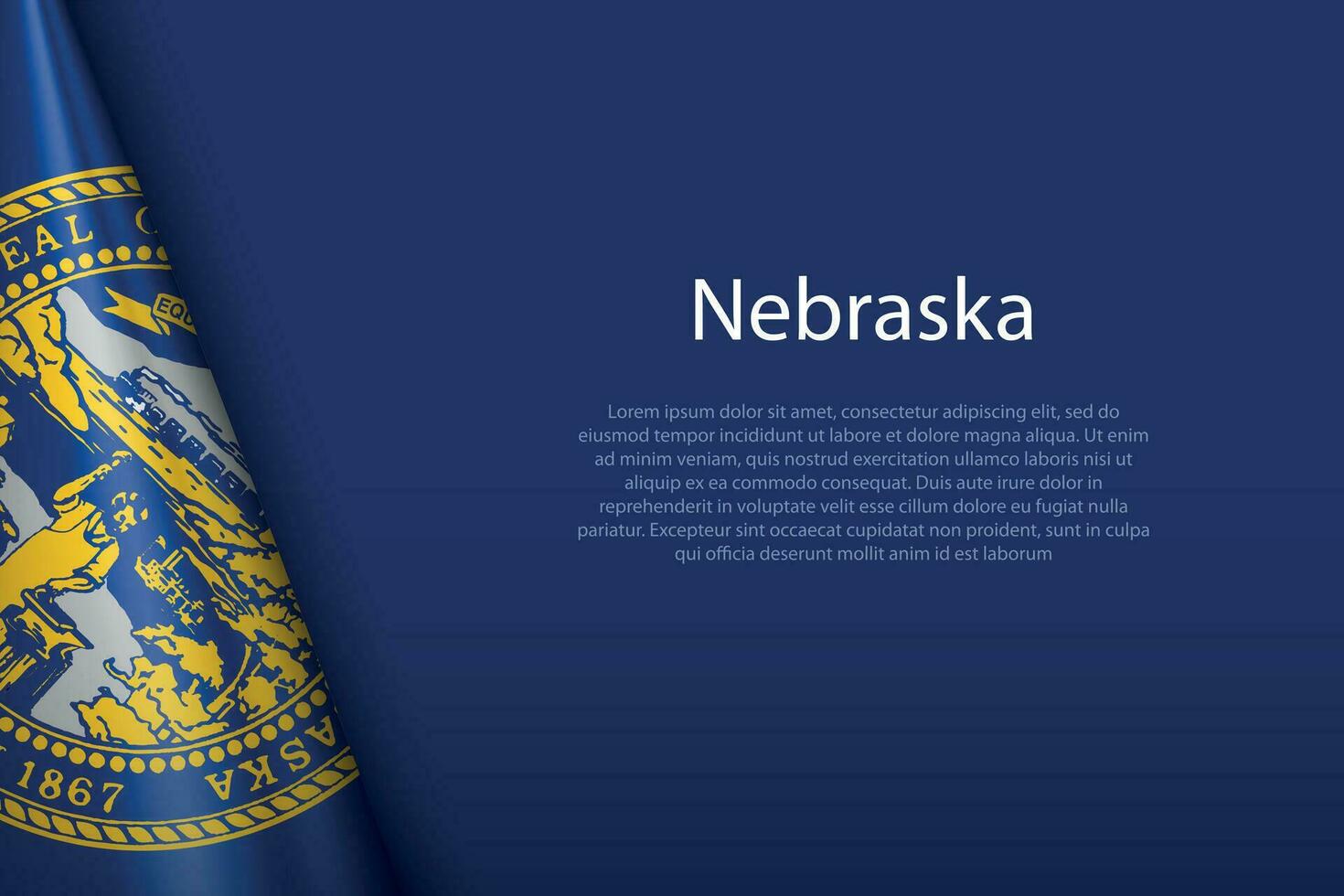 flag Nebraska, state of United States, isolated on background with copyspace vector
