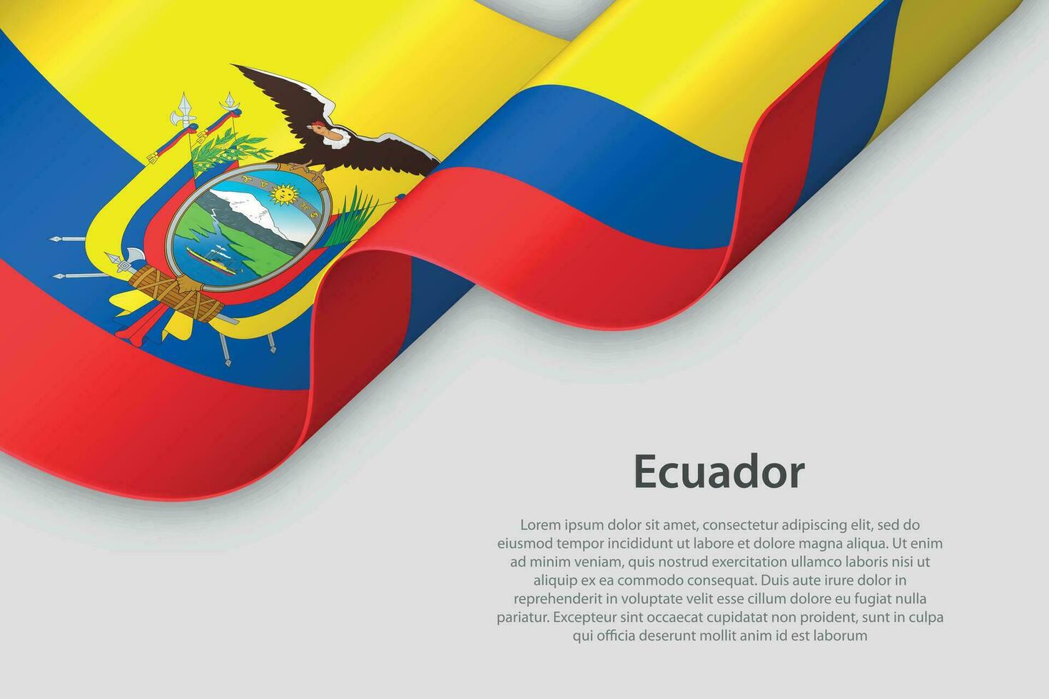 3d ribbon with national flag Ecuador isolated on white background vector