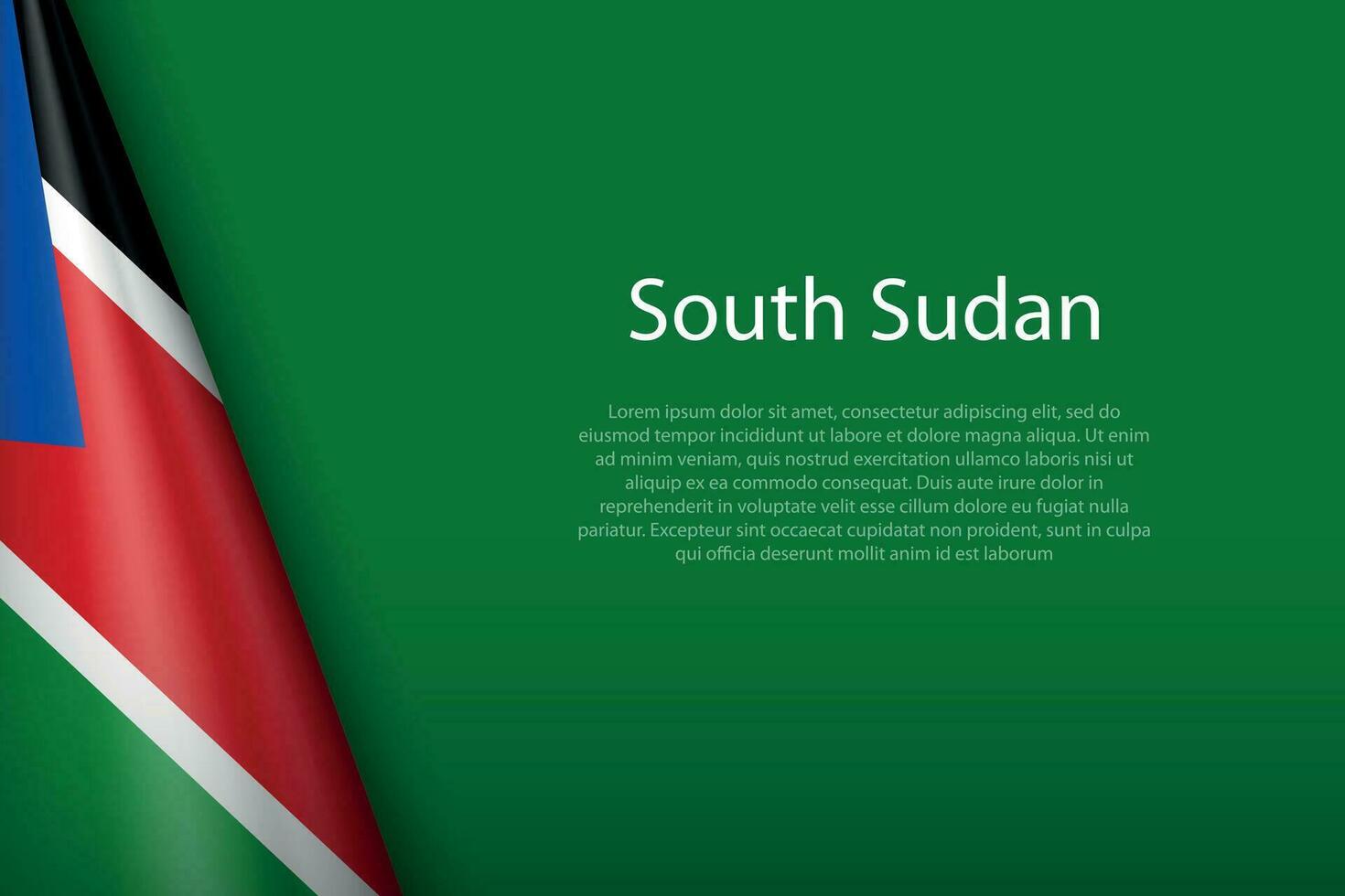 national flag South Sudan isolated on background with copyspace vector