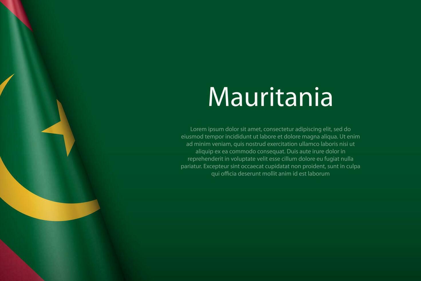 national flag Mauritania isolated on background with copyspace vector