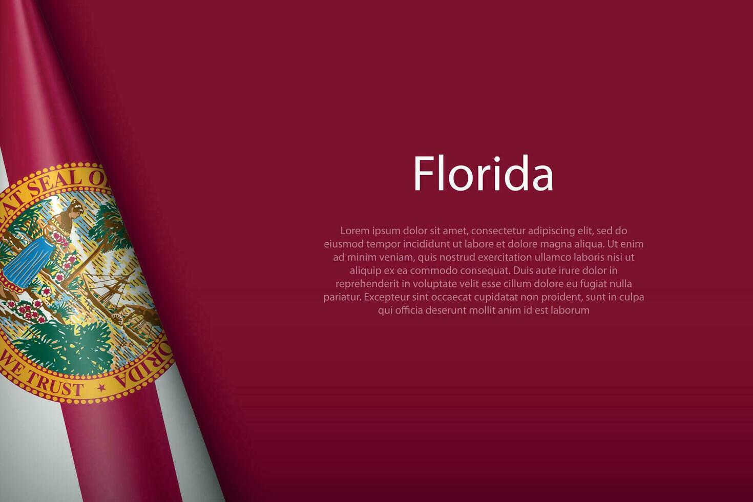 flag Florida, state of United States, isolated on background with copyspace vector