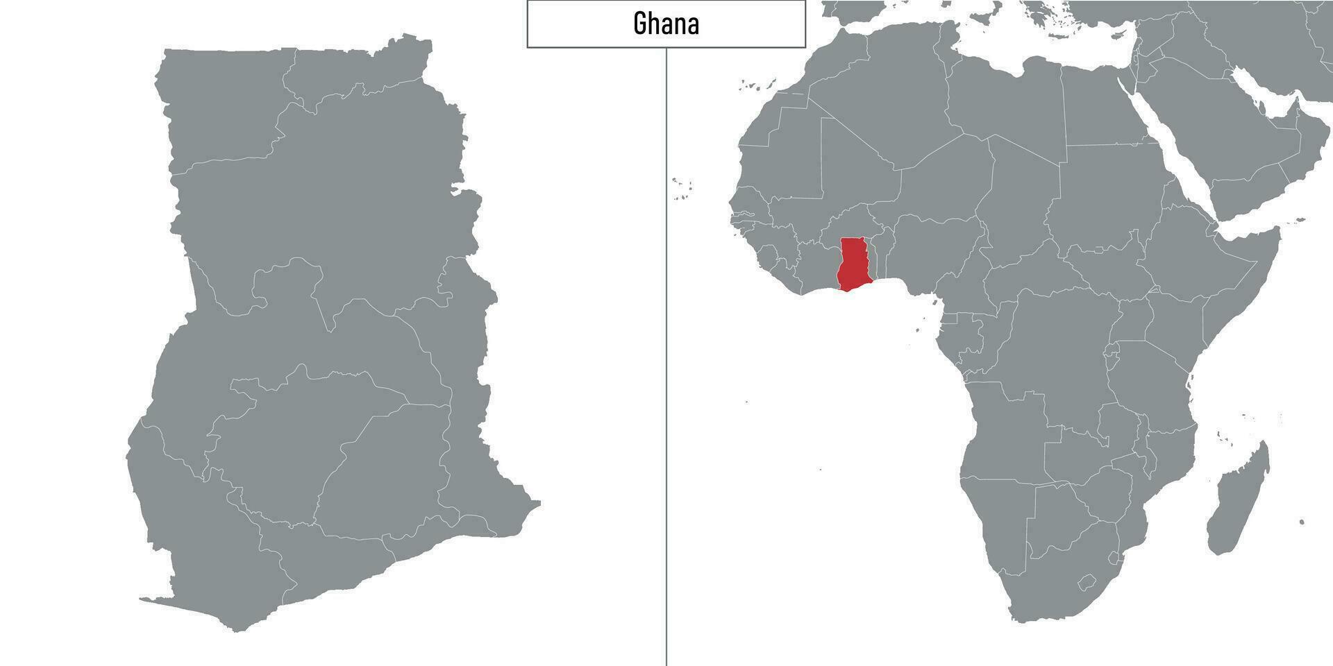 mapa de Ghana y ubicación en África mapa vector