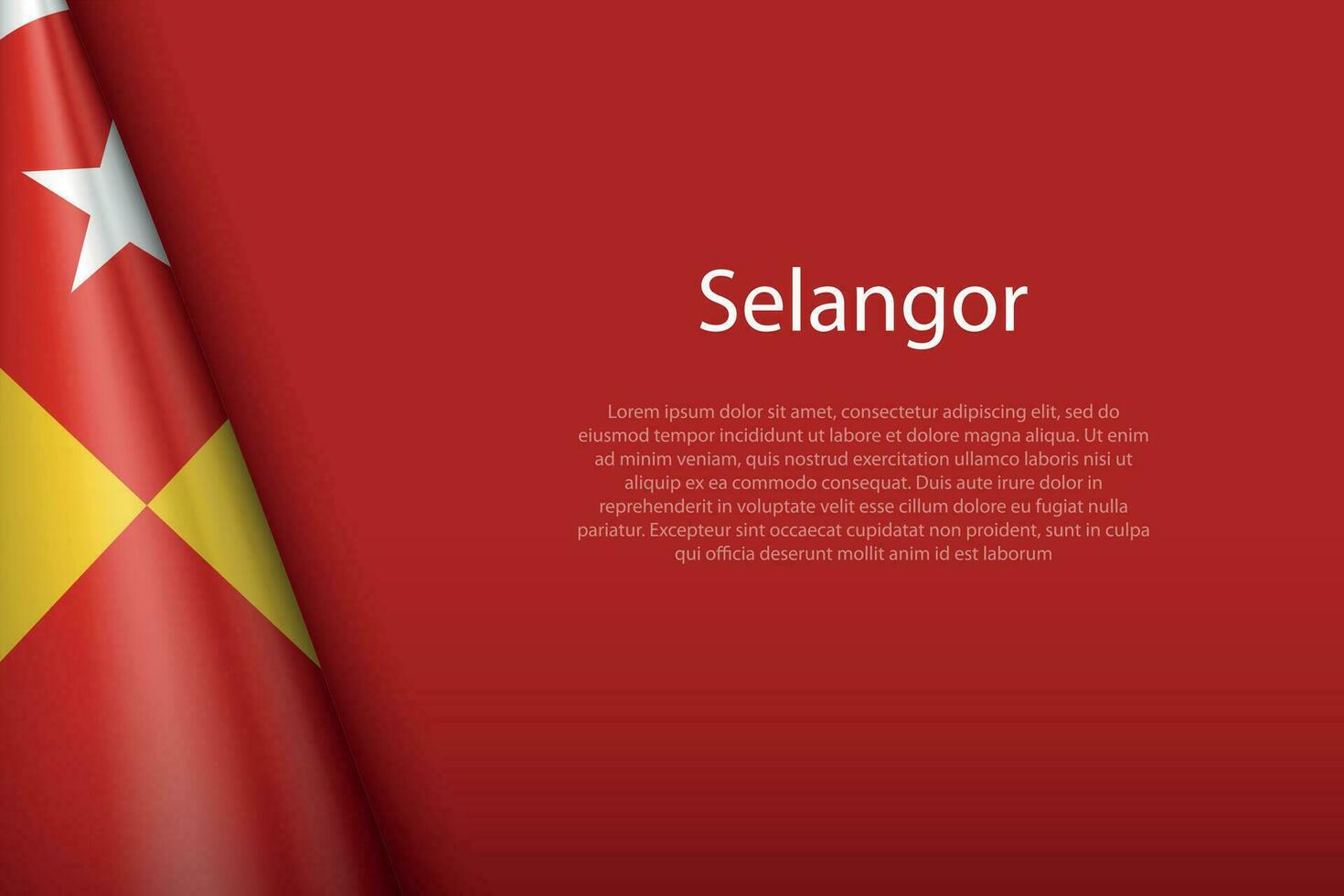 flag Selangor, state of Malaysia, isolated on background with copyspace vector