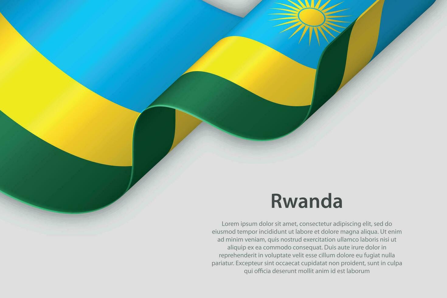 3d ribbon with national flag Rwanda isolated on white background vector