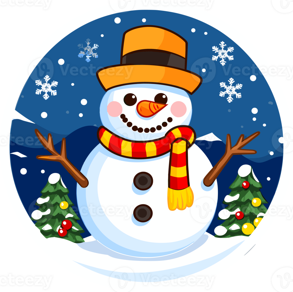 Round Christmas Sticker, Illustration for Christmas, Created With Generative AI Technology png