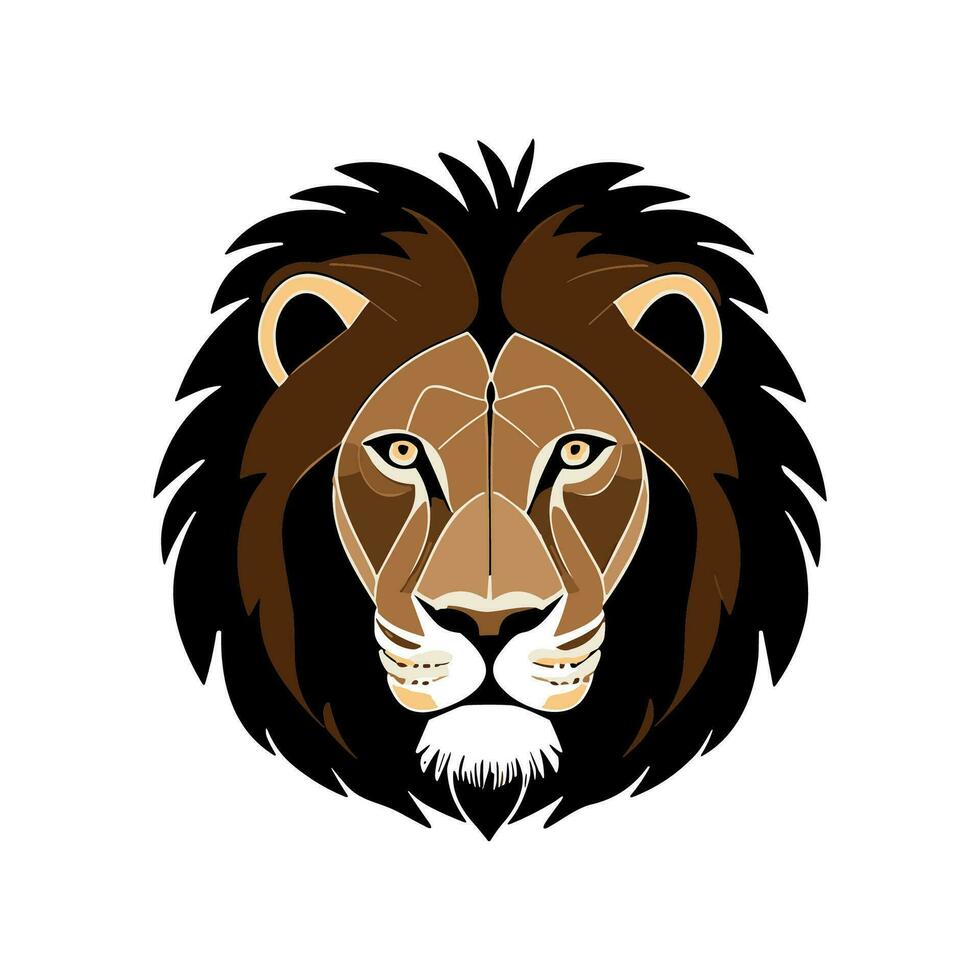 Lion head flat design vector icon. Template for logo