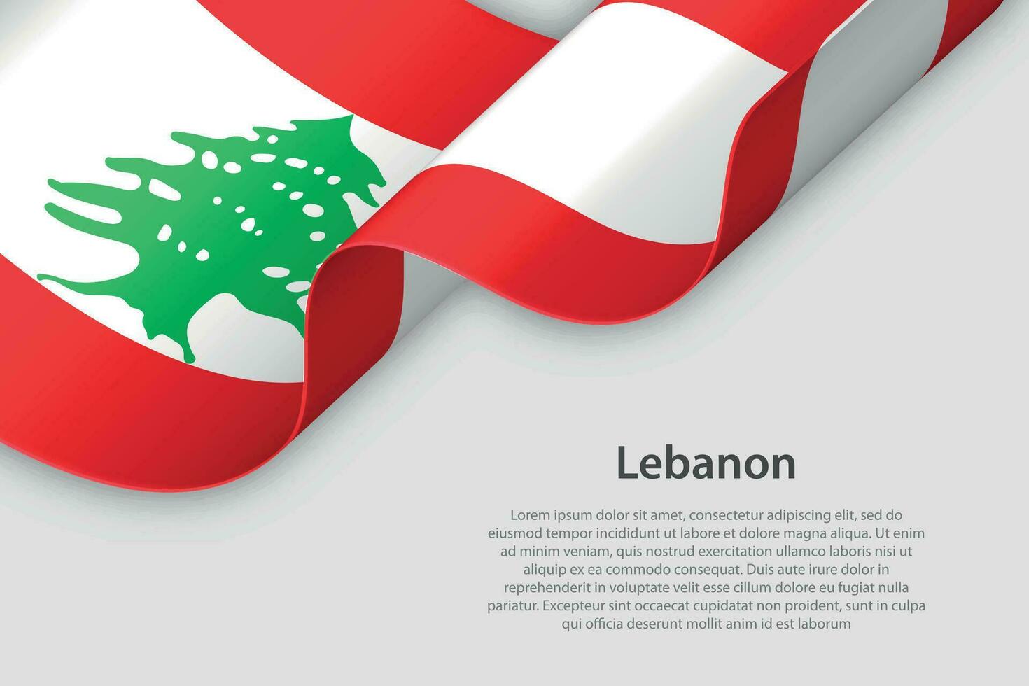 3d ribbon with national flag Lebanon isolated on white background vector
